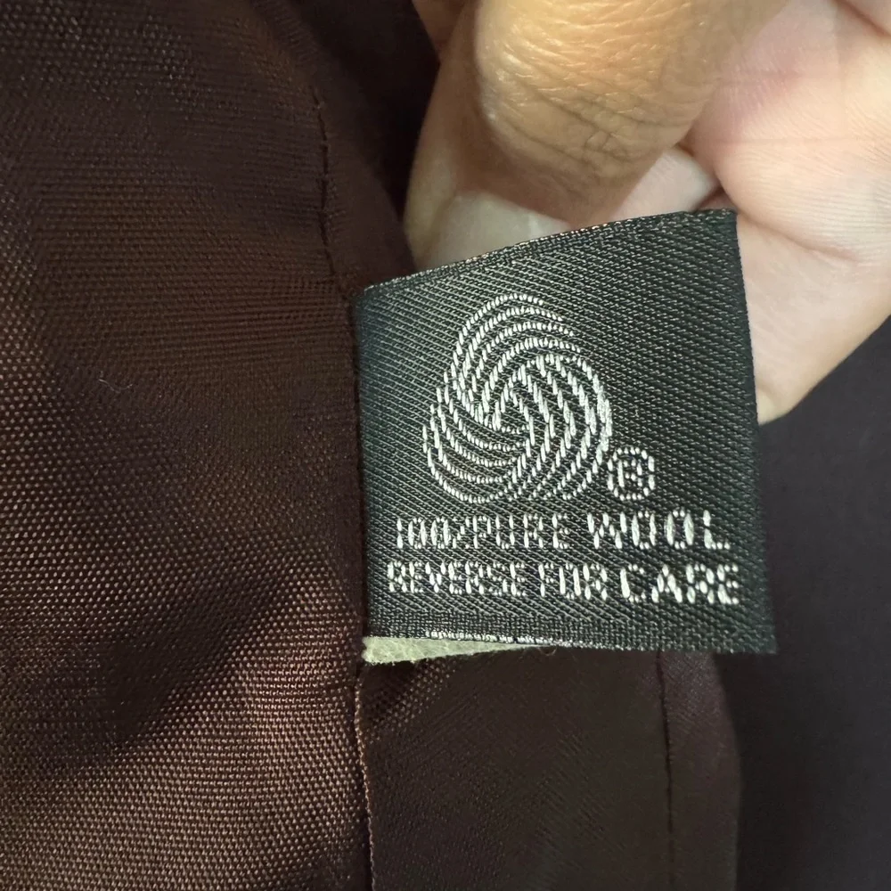 Vintage Moschery Academia Preppy Chocolate Brown Double-Breasted 100% Wool Coat - Picture 6 of 15